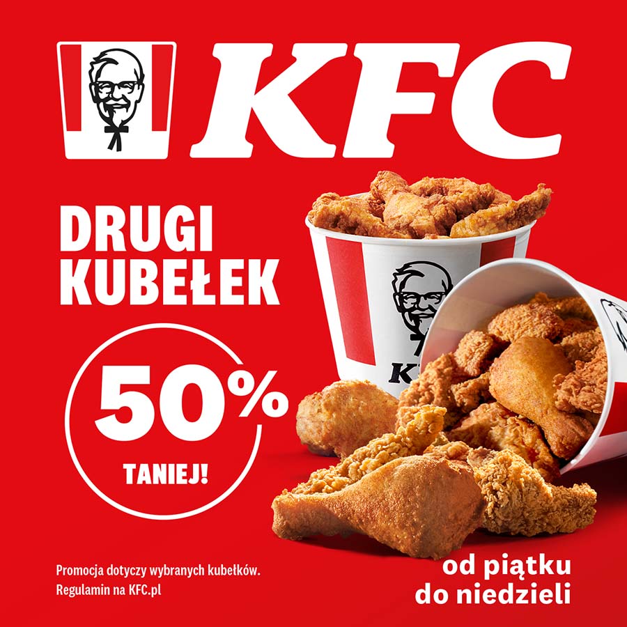 kfc promocja drugi kubełek 50% taniej